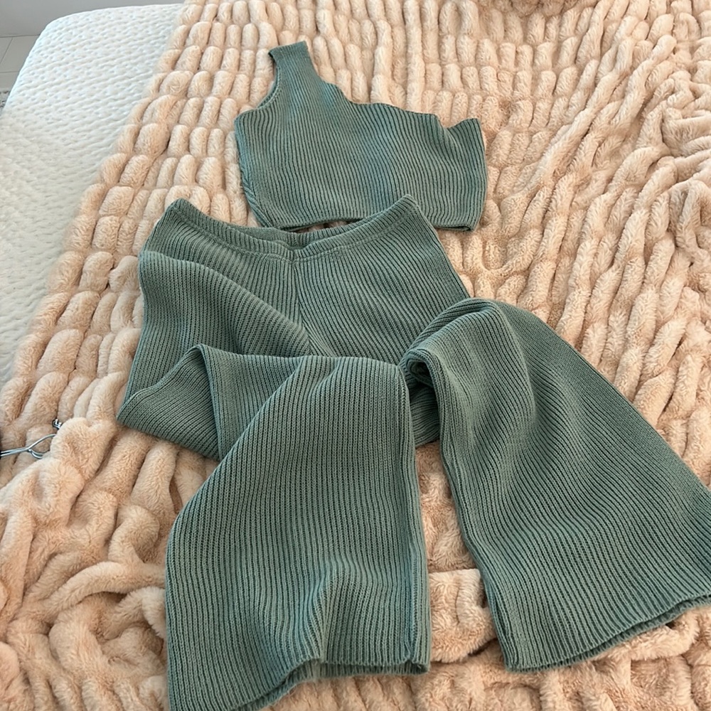 One Shoulder Knitted Lounge Set